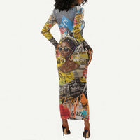 Black Her Story Graffiti Queen Long Sleeve Bodycon Dress Black Woman Empowerment - Wonder Print Shop