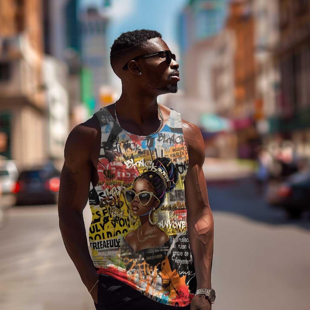 Black Her Story Graffiti Queen Men Tank Top Black Woman Empowerment - Wonder Print Shop