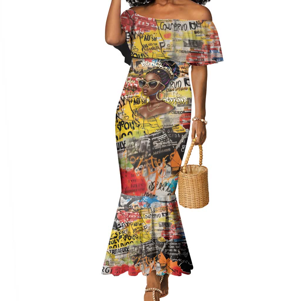 Black Her Story Graffiti Queen Mermaid Dress Black Woman Empowerment - Wonder Print Shop