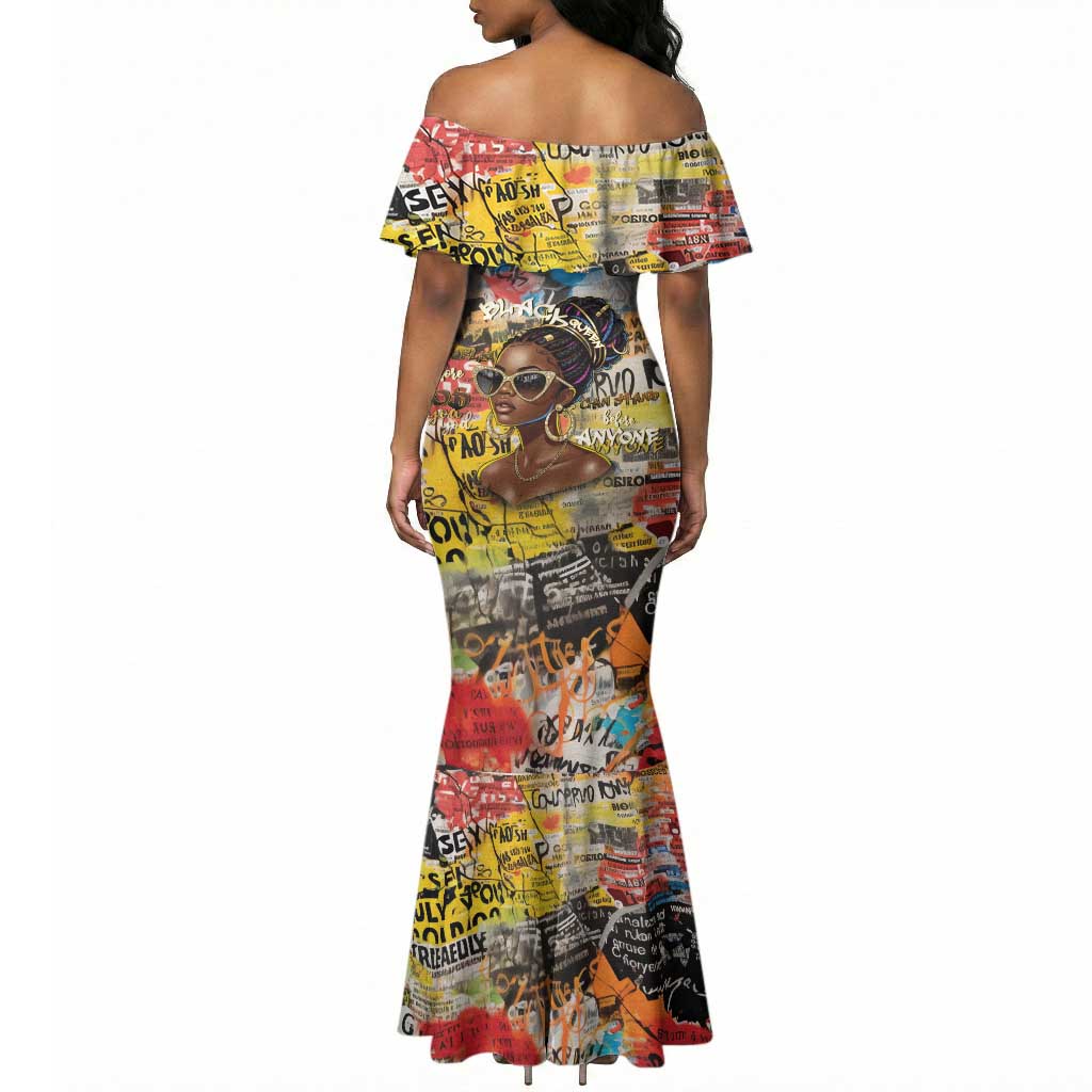 Black Her Story Graffiti Queen Mermaid Dress Black Woman Empowerment - Wonder Print Shop