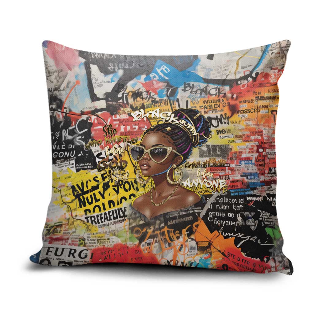 Black Her Story Graffiti Queen Pillow Cover Black Woman Empowerment - Wonder Print Shop
