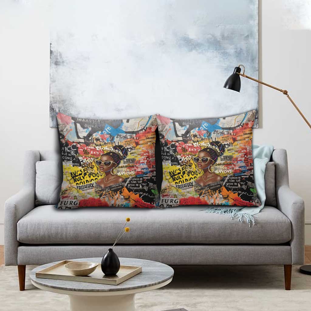 Black Her Story Graffiti Queen Pillow Cover Black Woman Empowerment - Wonder Print Shop