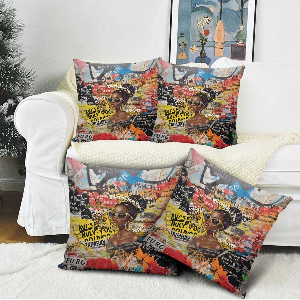 Black Her Story Graffiti Queen Pillow Cover Black Woman Empowerment - Wonder Print Shop