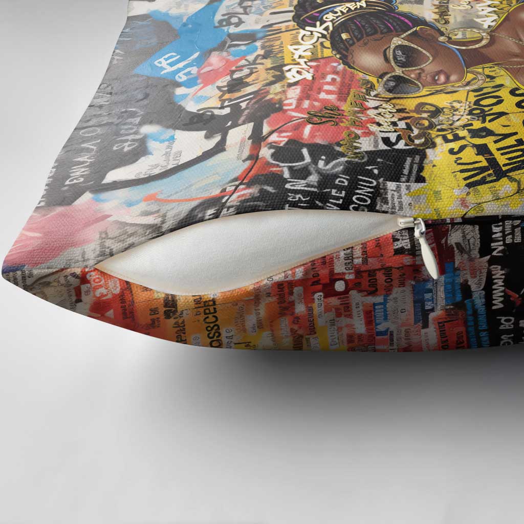 Black Her Story Graffiti Queen Pillow Cover Black Woman Empowerment - Wonder Print Shop
