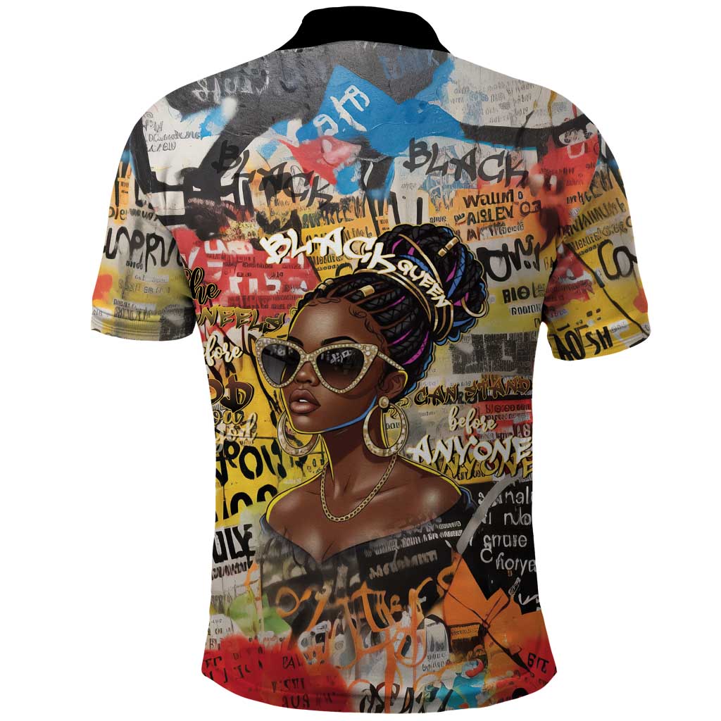 Black Her Story Graffiti Queen Polo Shirt Black Woman Empowerment - Wonder Print Shop