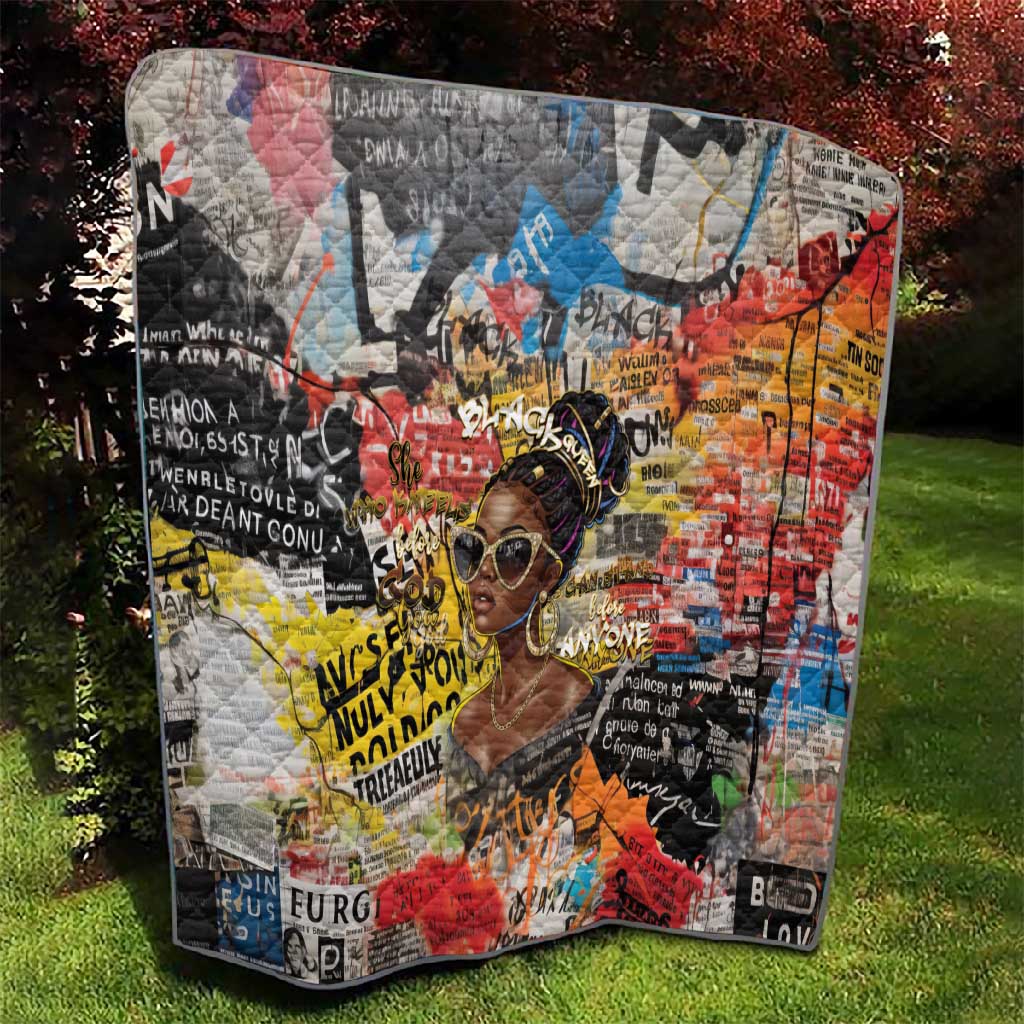 Black Her Story Graffiti Queen Quilt Black Woman Empowerment - Wonder Print Shop