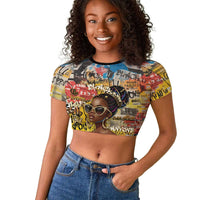Black Her Story Graffiti Queen Raglan Cropped T shirt Black Woman Empowerment - Wonder Print Shop