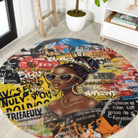 Black Her Story Graffiti Queen Round Carpet Black Woman Empowerment - Wonder Print Shop