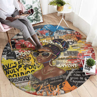 Black Her Story Graffiti Queen Round Carpet Black Woman Empowerment - Wonder Print Shop