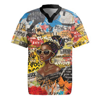 Black Her Story Graffiti Queen Rugby Jersey Black Woman Empowerment - Wonder Print Shop
