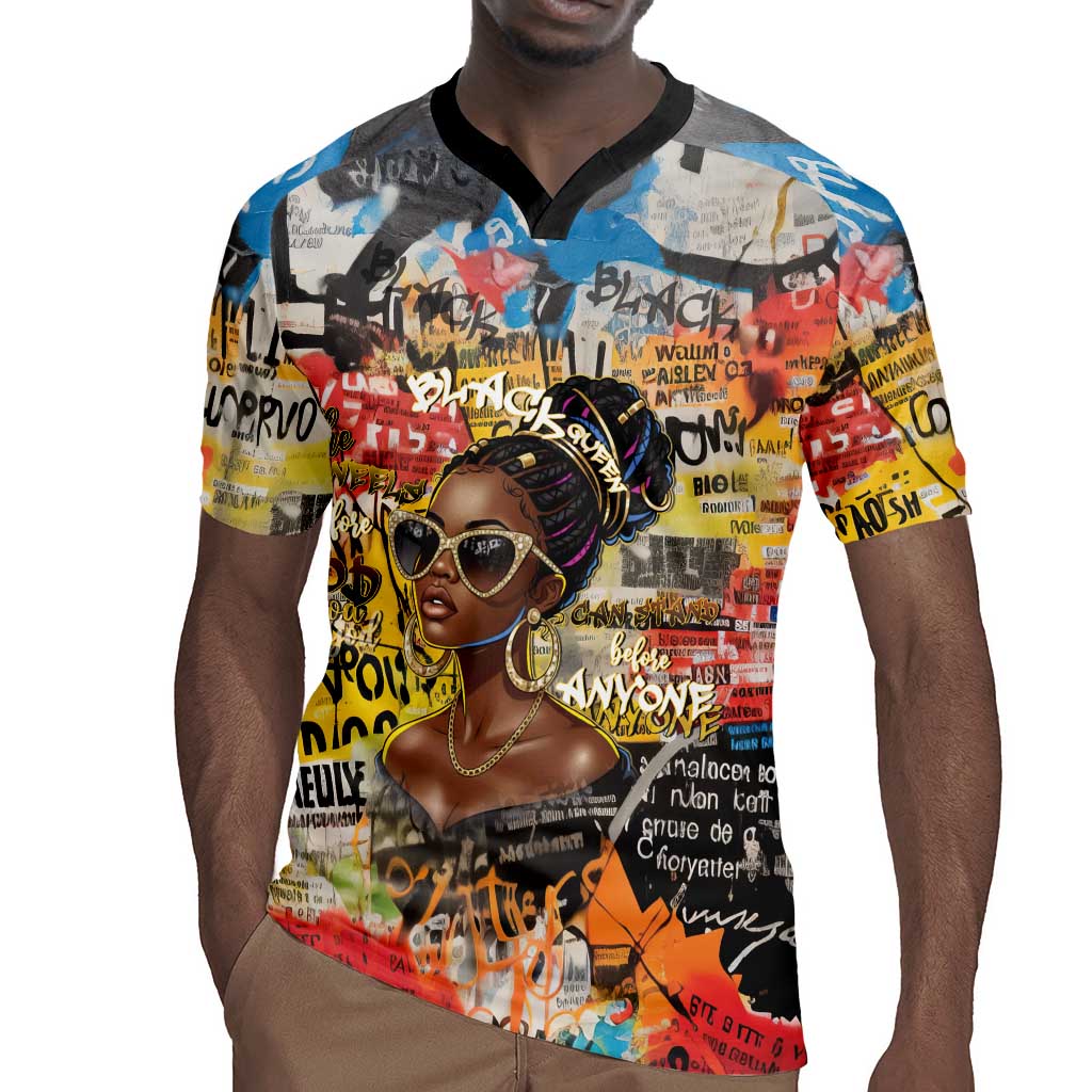 Black Her Story Graffiti Queen Rugby Jersey Black Woman Empowerment - Wonder Print Shop