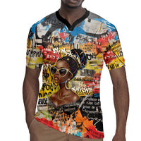 Black Her Story Graffiti Queen Rugby Jersey Black Woman Empowerment - Wonder Print Shop