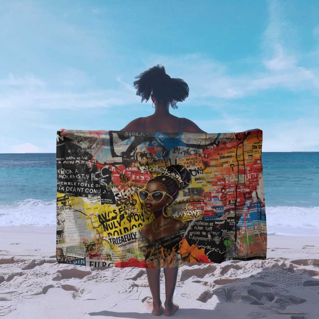 Black Her Story Graffiti Queen Sarong Black Woman Empowerment - Wonder Print Shop