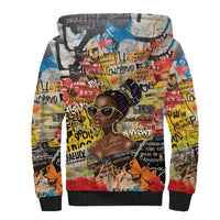 Black Her Story Graffiti Queen Sherpa Hoodie Black Woman Empowerment - Wonder Print Shop