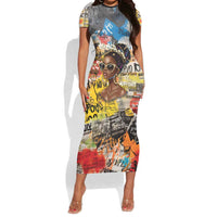 Black Her Story Graffiti Queen Short Sleeve Bodycon Dress Black Woman Empowerment - Wonder Print Shop