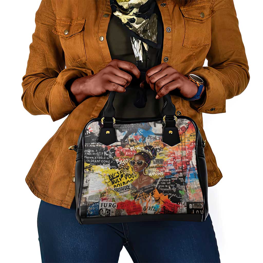 Black Her Story Graffiti Queen Shoulder Handbag Black Woman Empowerment - Wonder Print Shop