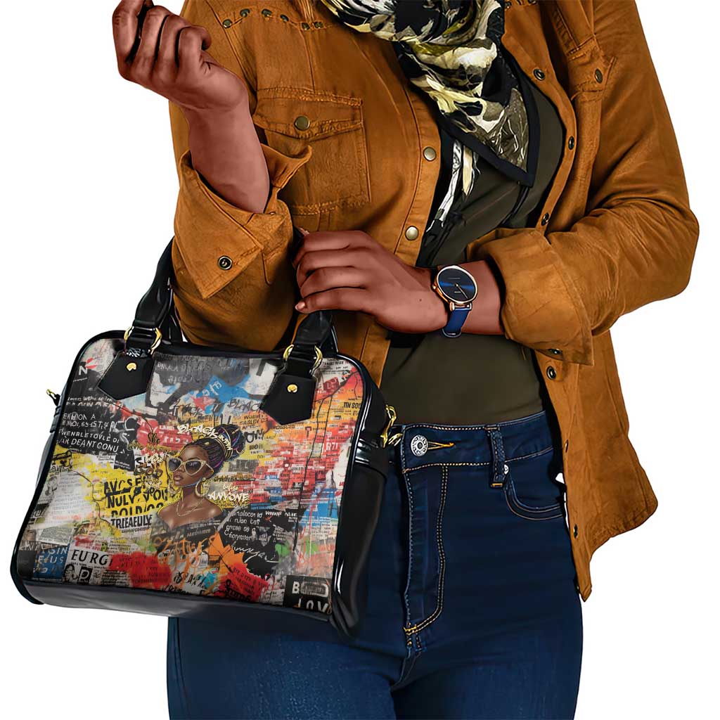 Black Her Story Graffiti Queen Shoulder Handbag Black Woman Empowerment - Wonder Print Shop