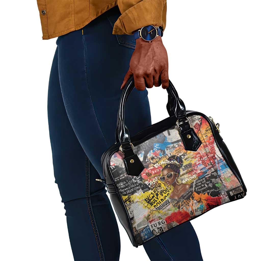 Black Her Story Graffiti Queen Shoulder Handbag Black Woman Empowerment - Wonder Print Shop