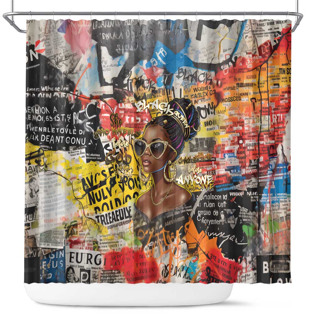 Black Her Story Graffiti Queen Shower Curtain Black Woman Empowerment - Wonder Print Shop