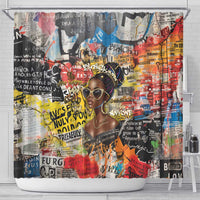 Black Her Story Graffiti Queen Shower Curtain Black Woman Empowerment - Wonder Print Shop