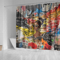 Black Her Story Graffiti Queen Shower Curtain Black Woman Empowerment - Wonder Print Shop