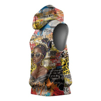 Black Her Story Graffiti Queen Sleeveless Hoodie Black Woman Empowerment - Wonder Print Shop