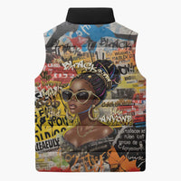 Black Her Story Graffiti Queen Sleeveless Puffer Jacket Black Woman Empowerment - Wonder Print Shop