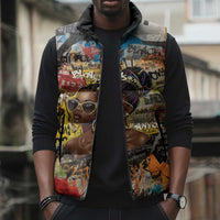 Black Her Story Graffiti Queen Sleeveless Puffer Jacket Black Woman Empowerment - Wonder Print Shop
