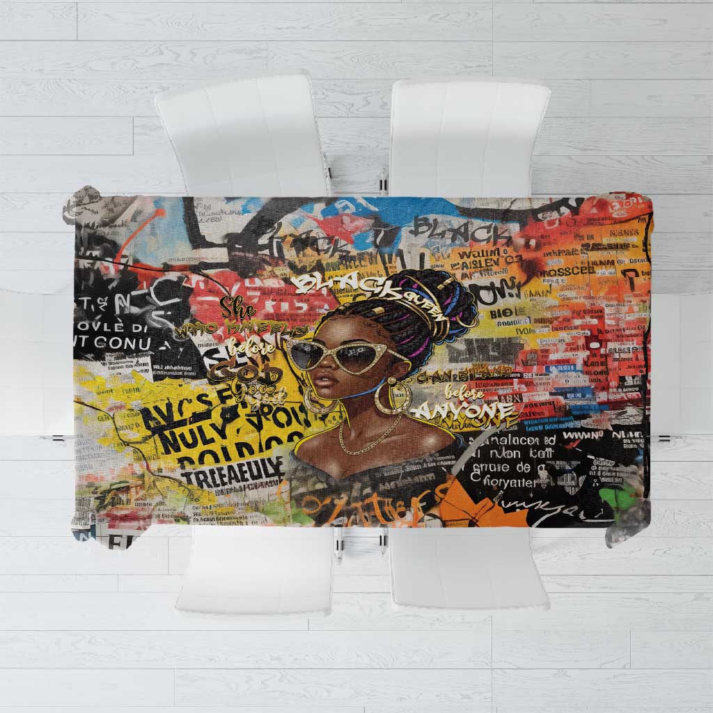 Black Her Story Graffiti Queen Tablecloth Black Woman Empowerment - Wonder Print Shop