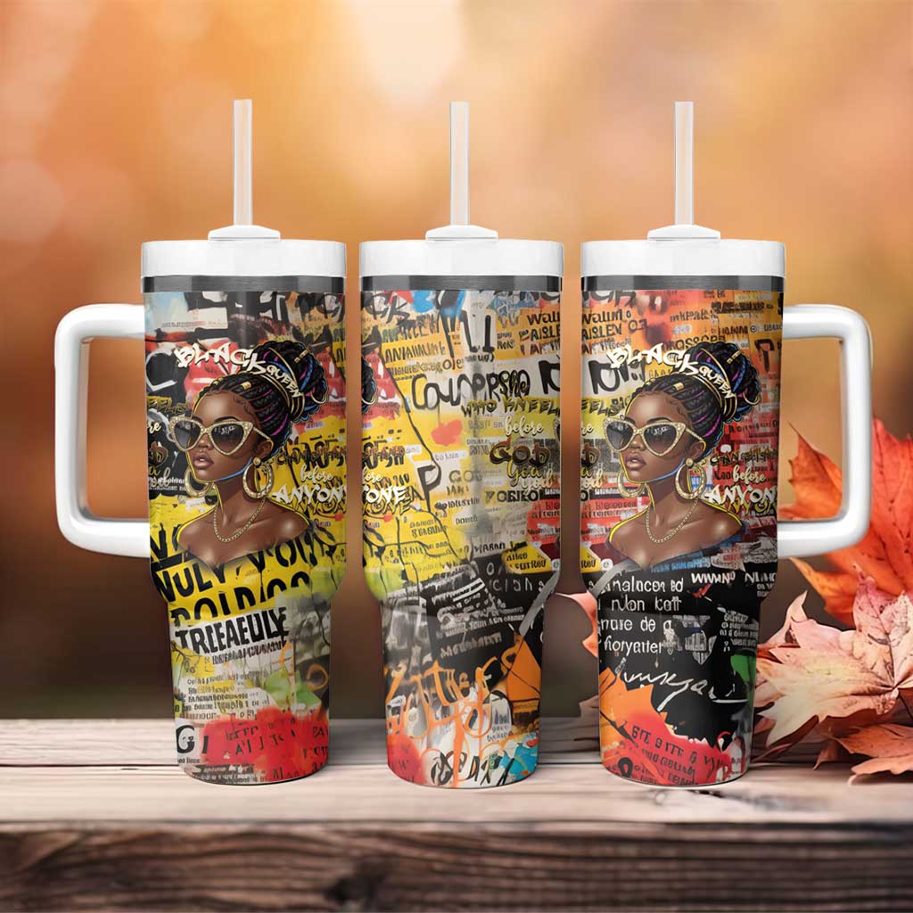 Black Her Story Graffiti Queen Tumbler With Handle Black Woman Empowerment - Wonder Print Shop