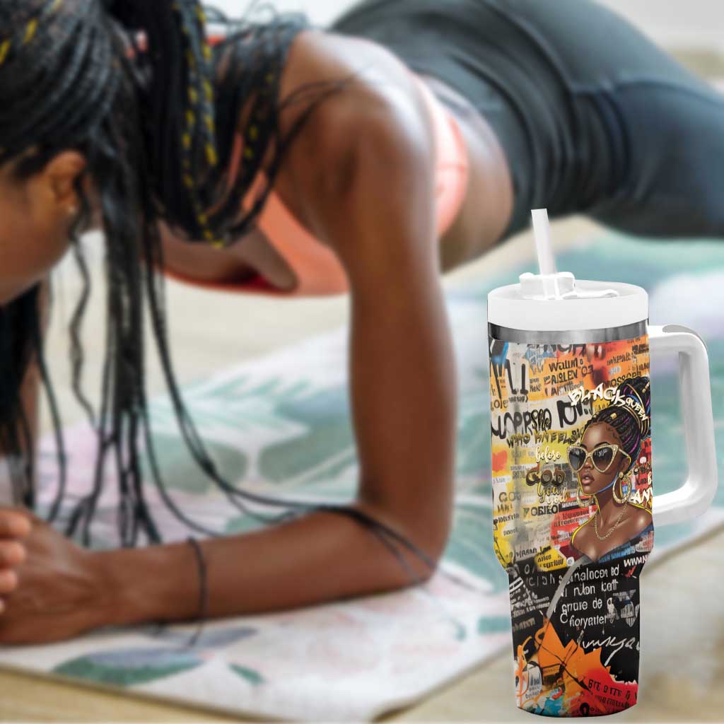Black Her Story Graffiti Queen Tumbler With Handle Black Woman Empowerment - Wonder Print Shop