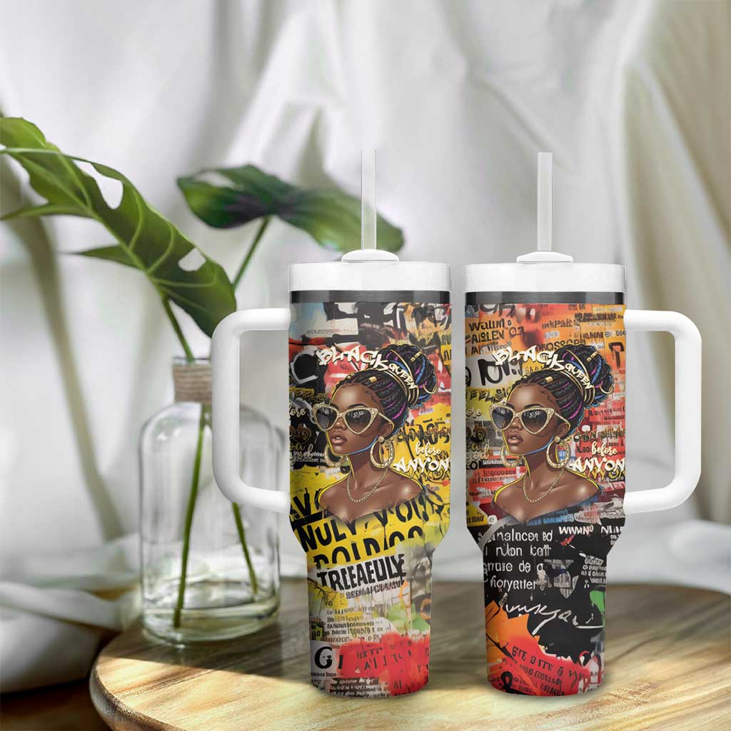 Black Her Story Graffiti Queen Tumbler With Handle Black Woman Empowerment - Wonder Print Shop