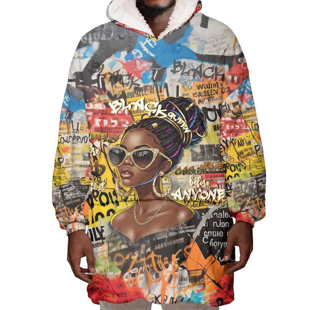 Black Her Story Graffiti Queen Wearable Blanket Hoodie Black Woman Empowerment - Wonder Print Shop