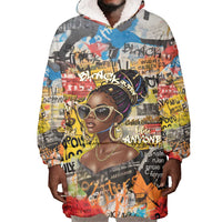 Black Her Story Graffiti Queen Wearable Blanket Hoodie Black Woman Empowerment - Wonder Print Shop