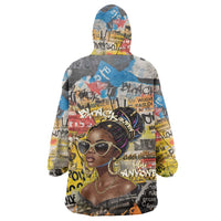 Black Her Story Graffiti Queen Wearable Blanket Hoodie Black Woman Empowerment - Wonder Print Shop