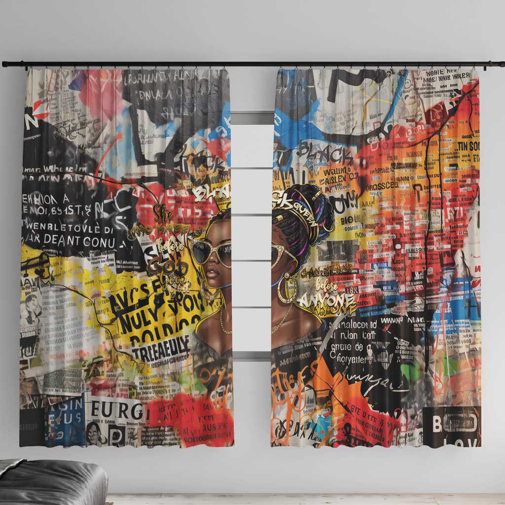 Black Her Story Graffiti Queen Window Curtain Black Woman Empowerment - Wonder Print Shop
