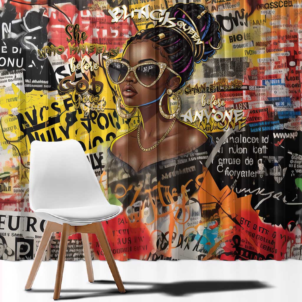 Black Her Story Graffiti Queen Window Curtain Black Woman Empowerment - Wonder Print Shop