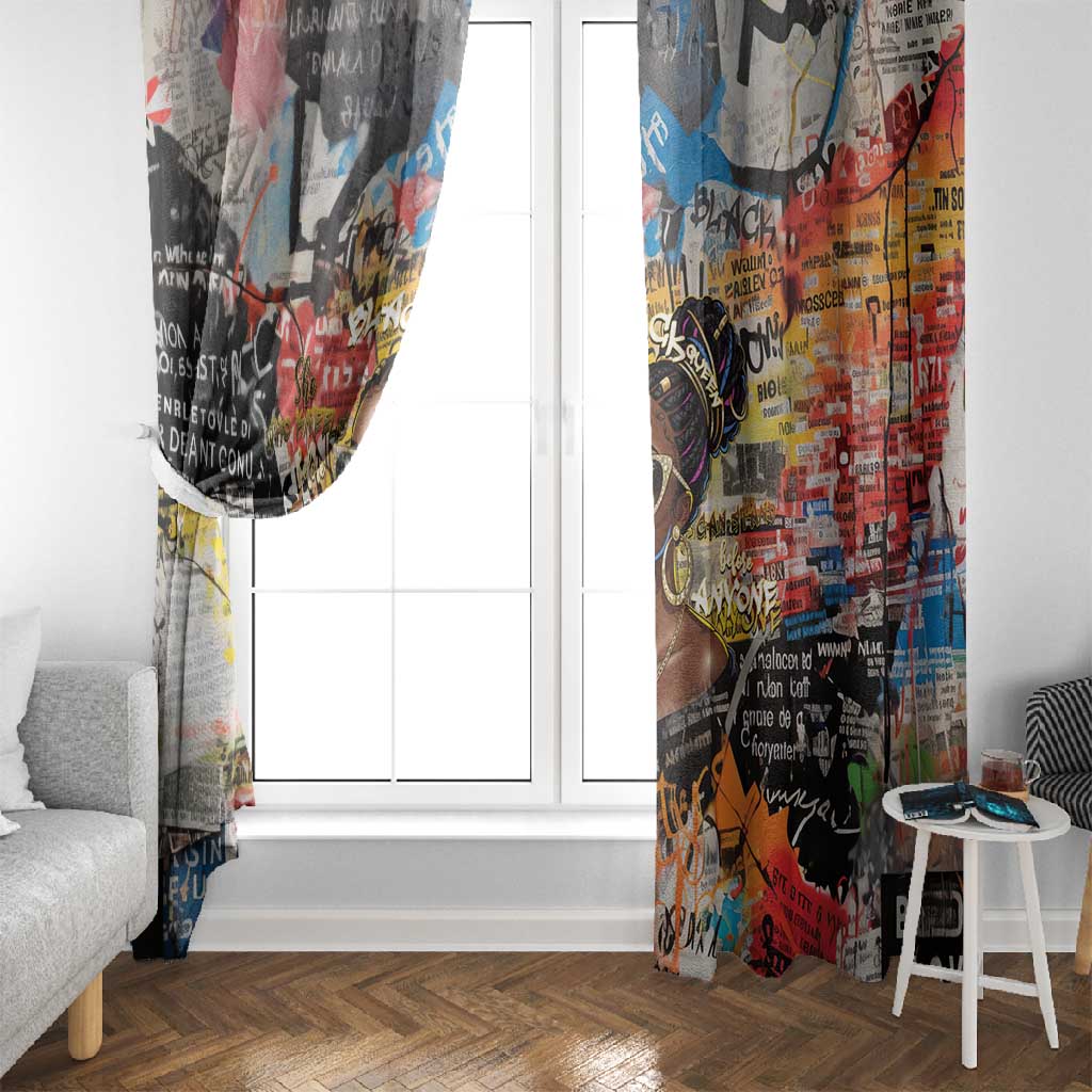 Black Her Story Graffiti Queen Window Curtain Black Woman Empowerment - Wonder Print Shop