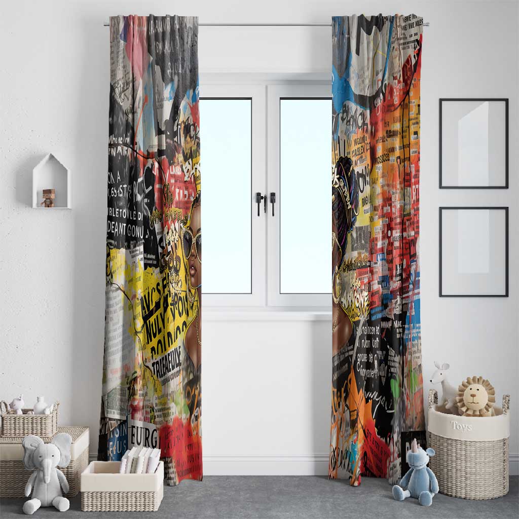 Black Her Story Graffiti Queen Window Curtain Black Woman Empowerment - Wonder Print Shop