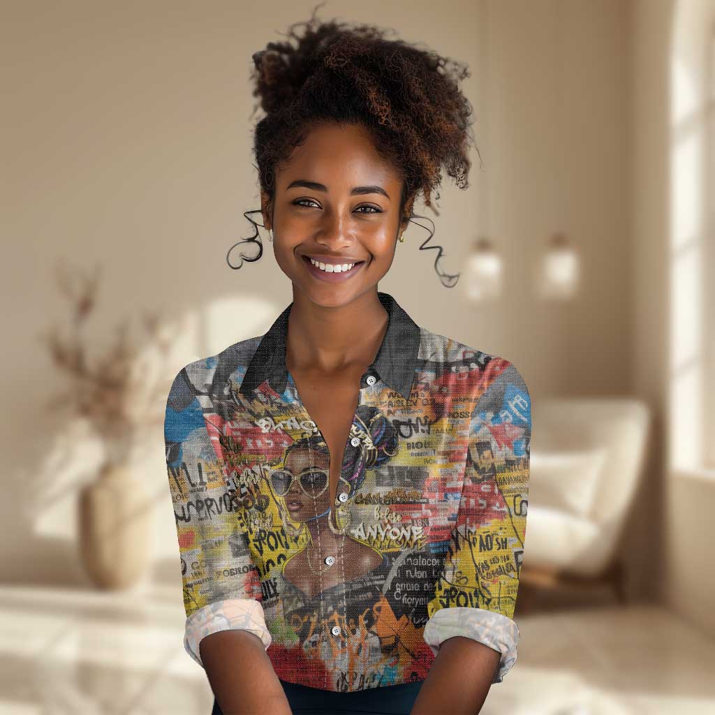 Black Her Story Graffiti Queen Women Casual Shirt Black Woman Empowerment - Wonder Print Shop