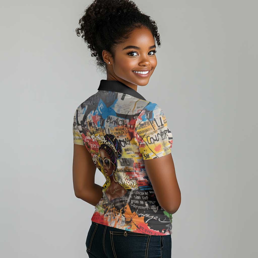 Black Her Story Graffiti Queen Women Polo Shirt Black Woman Empowerment - Wonder Print Shop