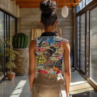 Black Her Story Graffiti Queen Women Sleeveless Polo Shirt Black Woman Empowerment - Wonder Print Shop