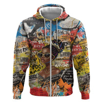 Black Her Story Graffiti Queen Zip Hoodie Black Woman Empowerment - Wonder Print Shop