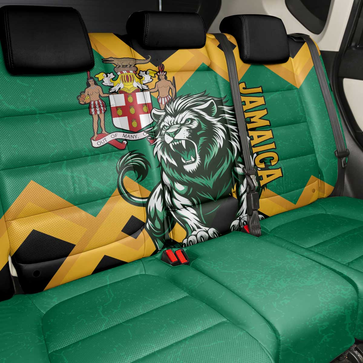 Jamaica Lion Back Car Seat Cover Coat Of Arms - Sporty Style