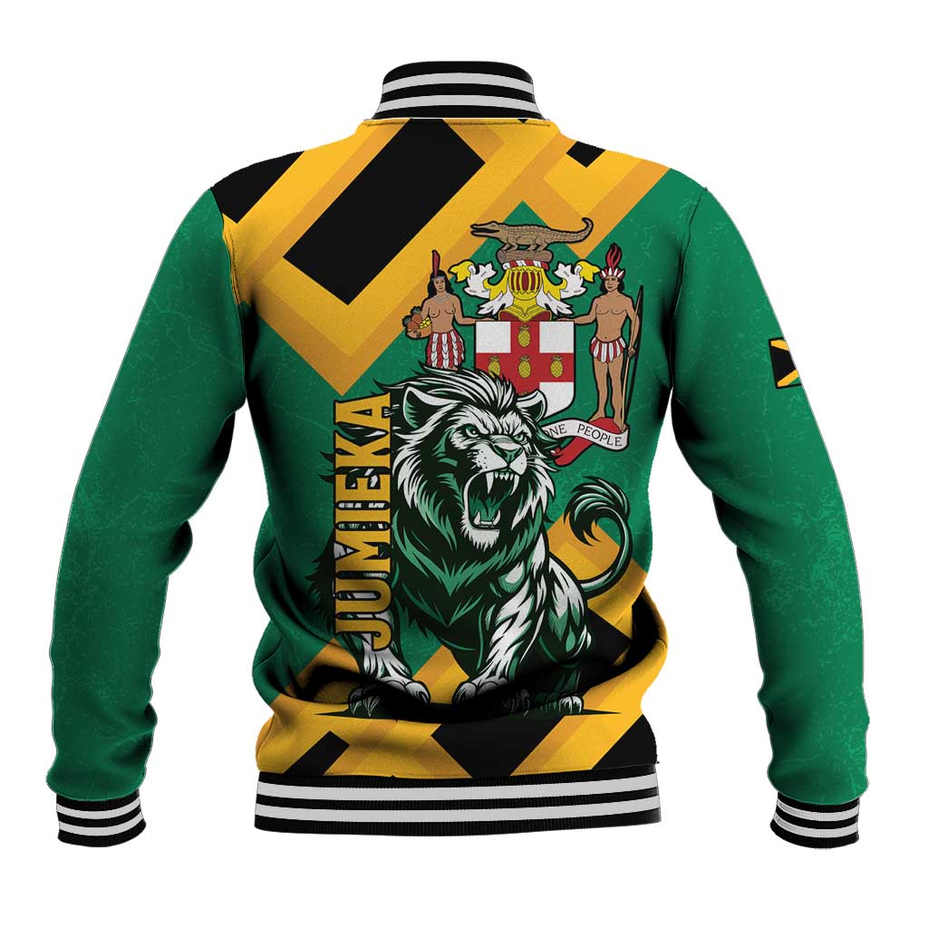 Jamaica Lion Baseball Jacket Coat Of Arms - Sporty Style