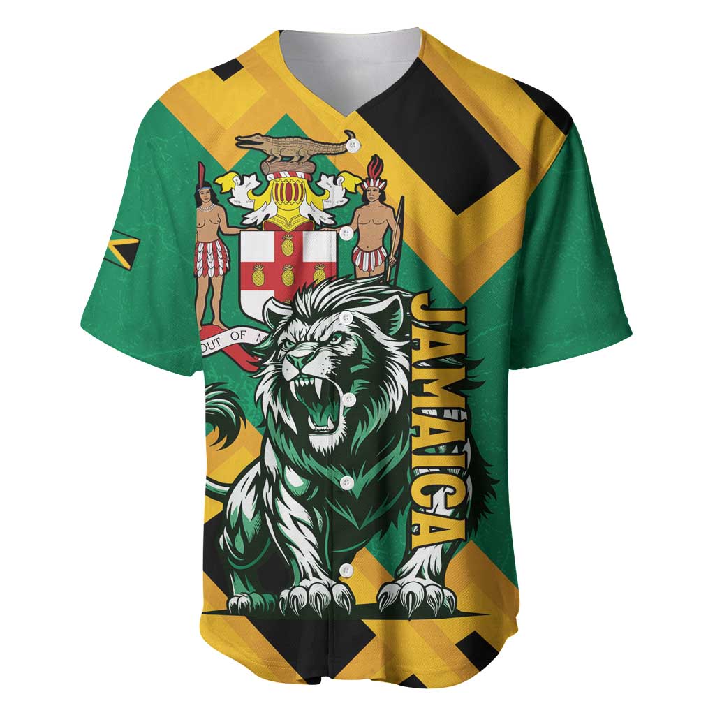 Jamaica Lion Baseball Jersey Coat Of Arms - Sporty Style
