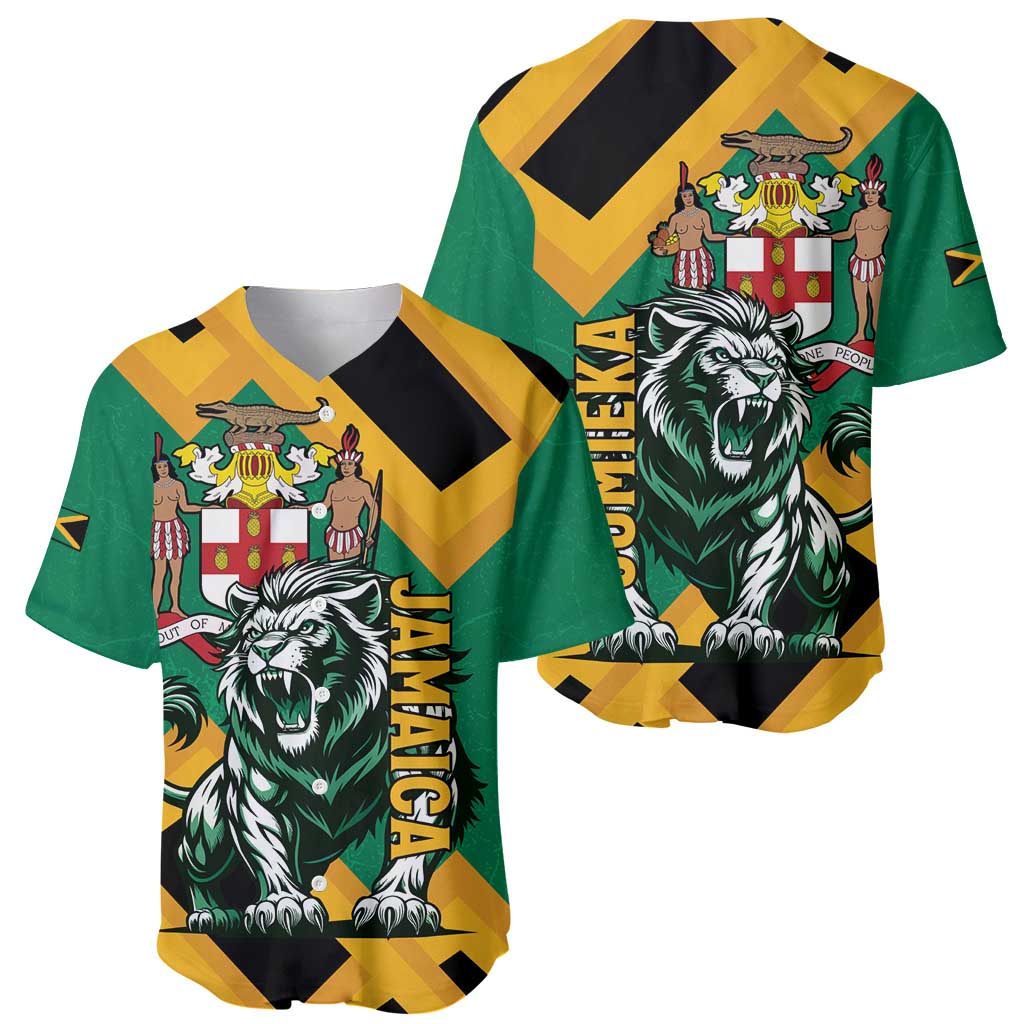 Jamaica Lion Baseball Jersey Coat Of Arms - Sporty Style