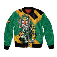 Jamaica Lion Bomber Jacket Coat Of Arms - Sporty Style