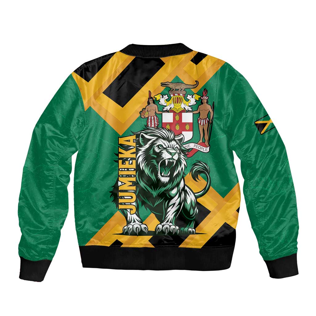 Jamaica Lion Bomber Jacket Coat Of Arms - Sporty Style