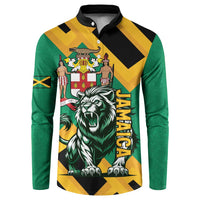 Jamaica Lion Button Sweatshirt Coat Of Arms - Sporty Style
